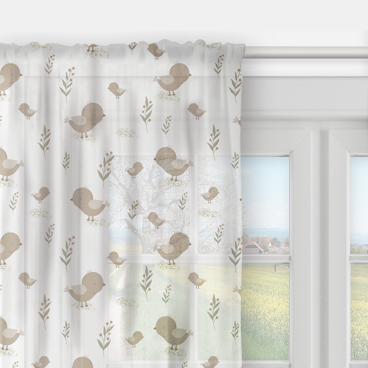 Firana dla dzieci BUNNY BLISS wzór D250 | kurczaczki 140 x 240 cm