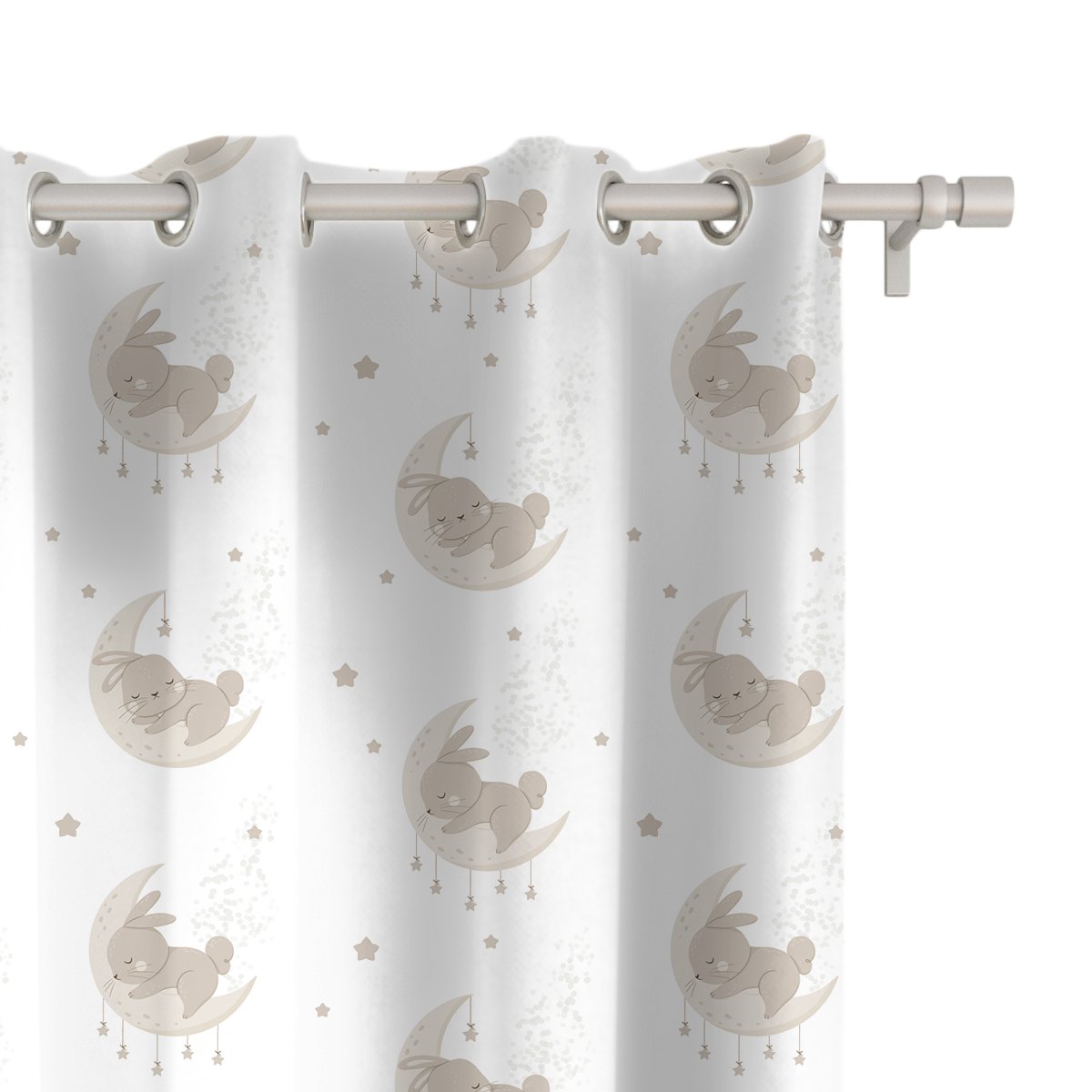 Zasłona dla dzieci BUNNY BLISS wzór D247 | księżycowe zajączki 150 x 300 cm tkanina zaciemniająca