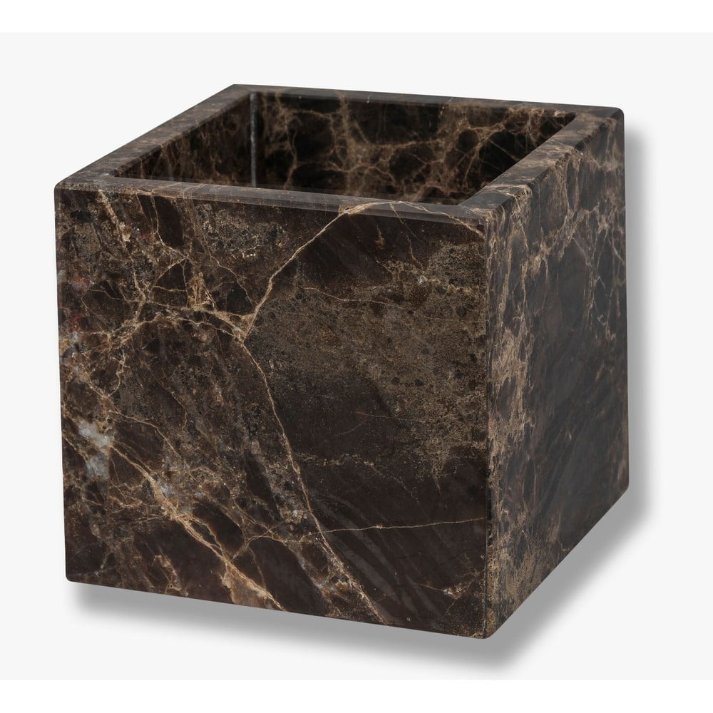Ciemnobrązowy marmurowy organizer łazienkowy na waciki Marble – Mette Ditmer Denmark