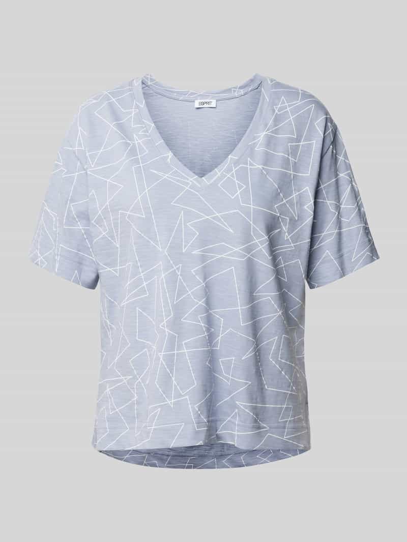 T-shirt z graficznym wzorem i dekoltem w serek
