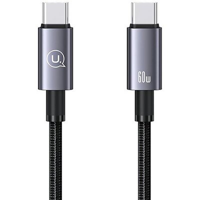 USAMS USB-C do USB-C 60W 0,25m Fast Charging (stalowy)