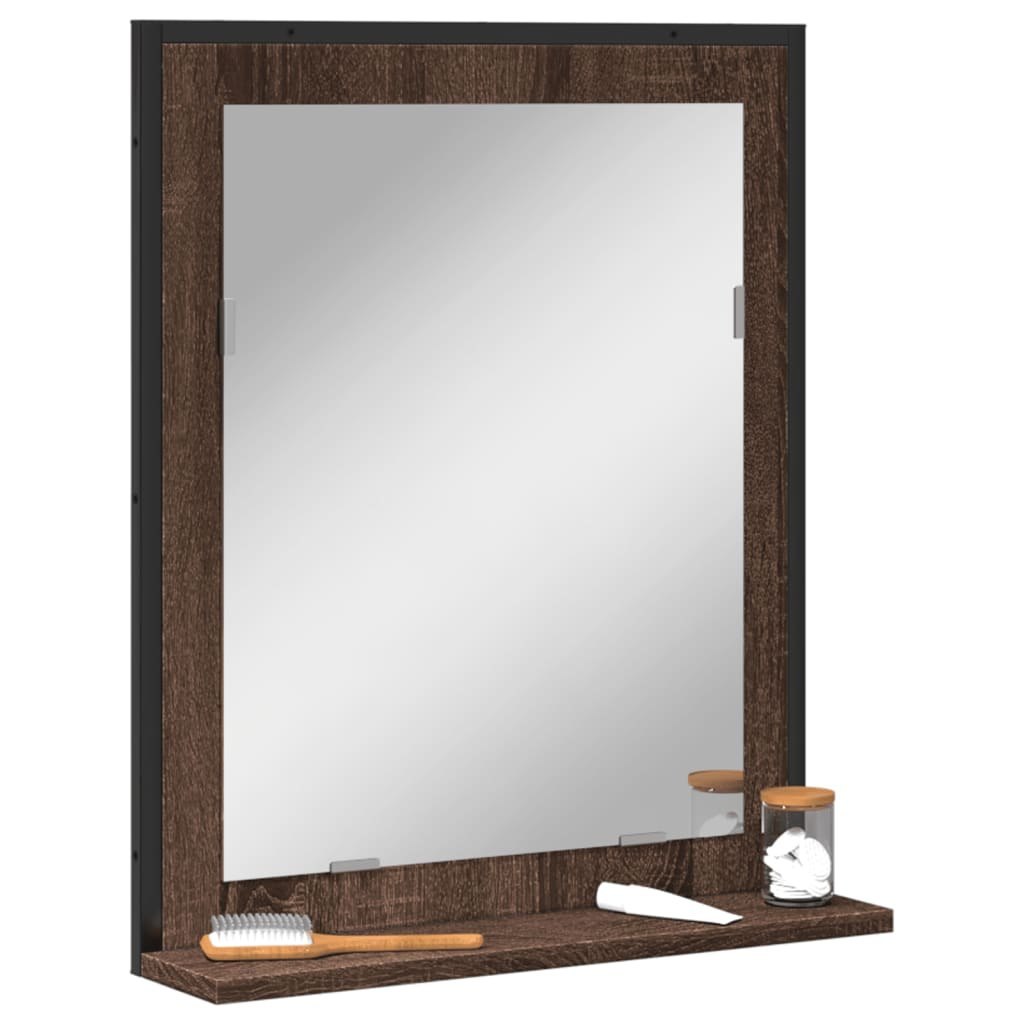 Lustro łazienkowe z półką, brązowy dąb, 50x12x60 cm Lumarko!