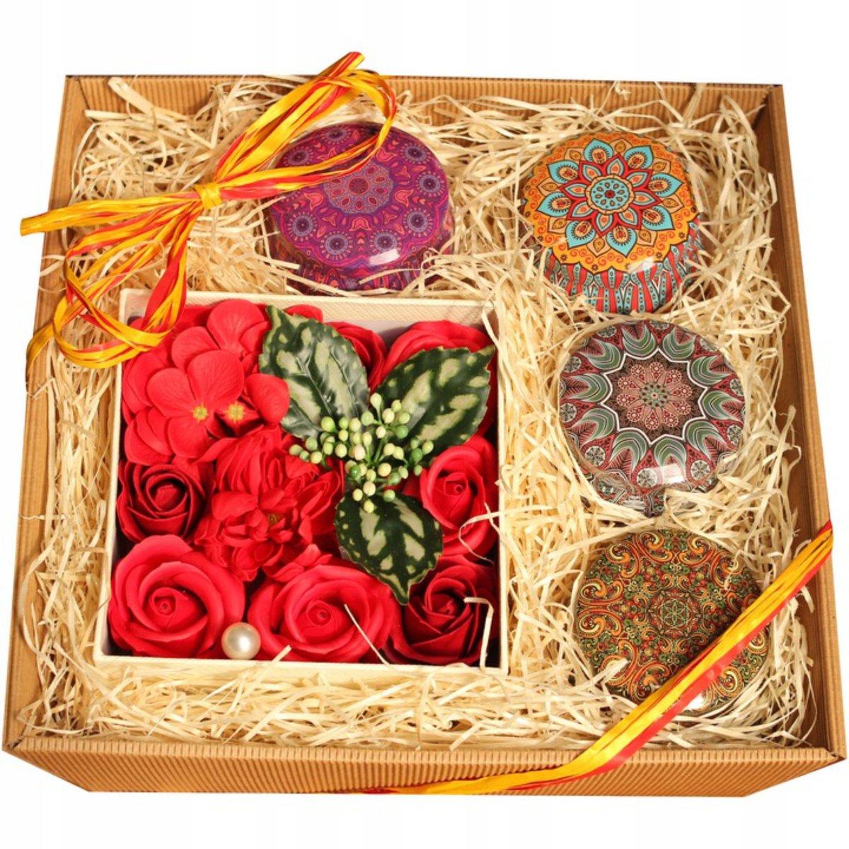 ZESTAW WALENTYNKOWY Kosz Świece Sojowe dla KOBIETY DZIEWCZYNY DLA NIEJ