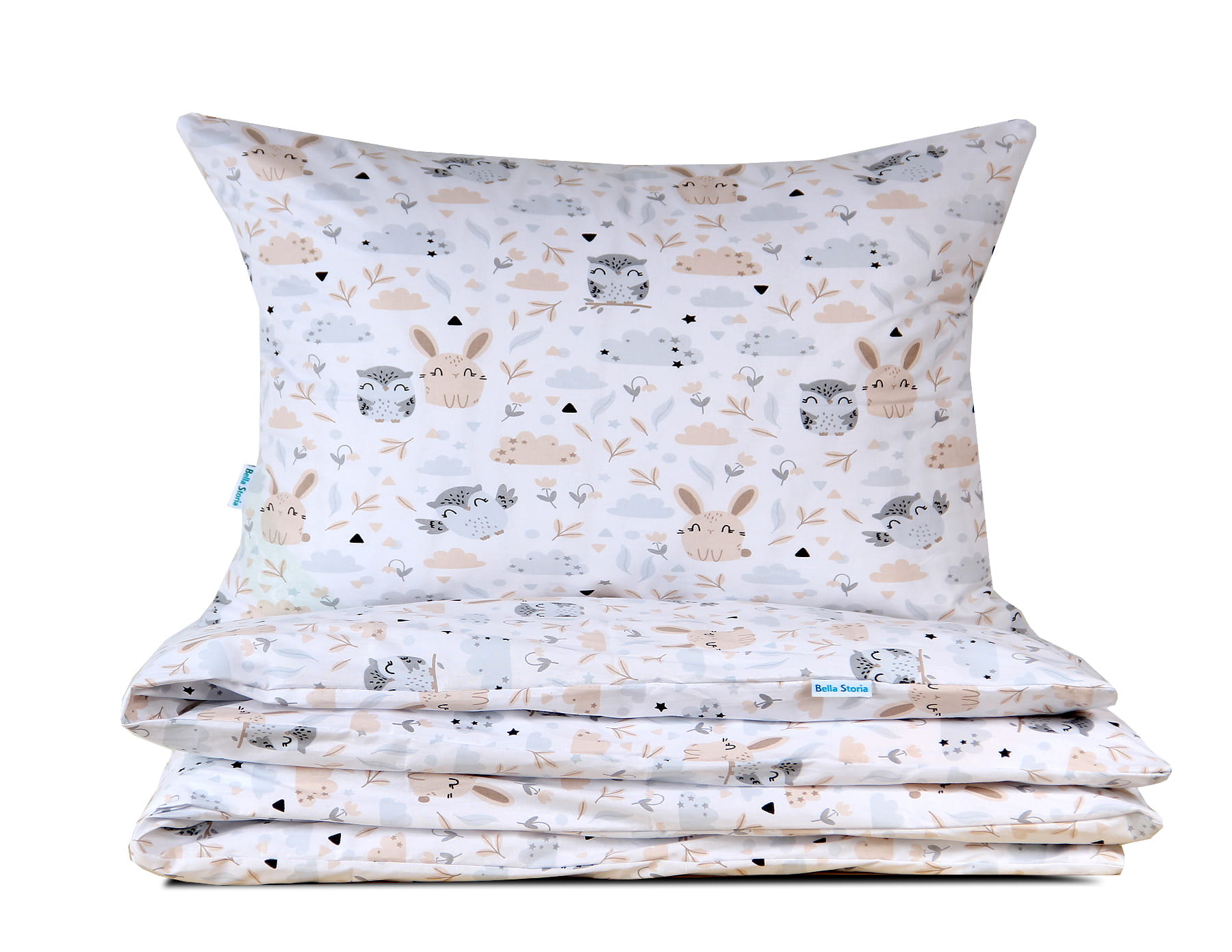 Pościel dziecięca 100x160 Sowa i króliczek z plecaczkiem