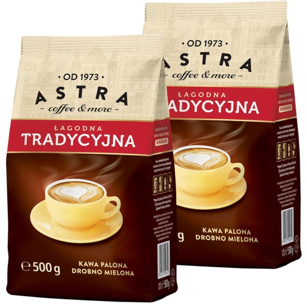 Astra Tradycyjna Łagodna 2x500g kawa mielona ZESTAW