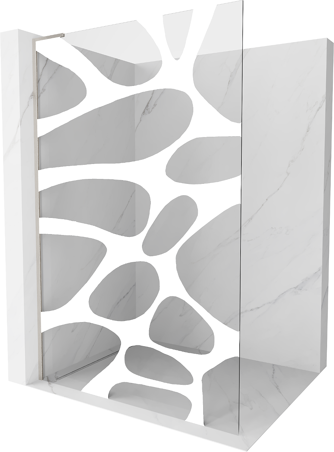 Mexen Kioto L ścianka prysznicowa Walk-in 100 x 200 cm, biały wzór, nikiel szczotkowany - 800-100-103-97-85