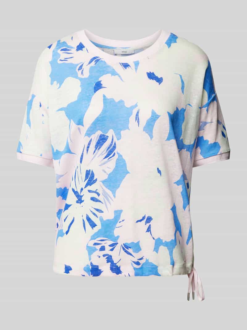 T-shirt z lnu z kwiatowym wzorem model ‘CANDICE’