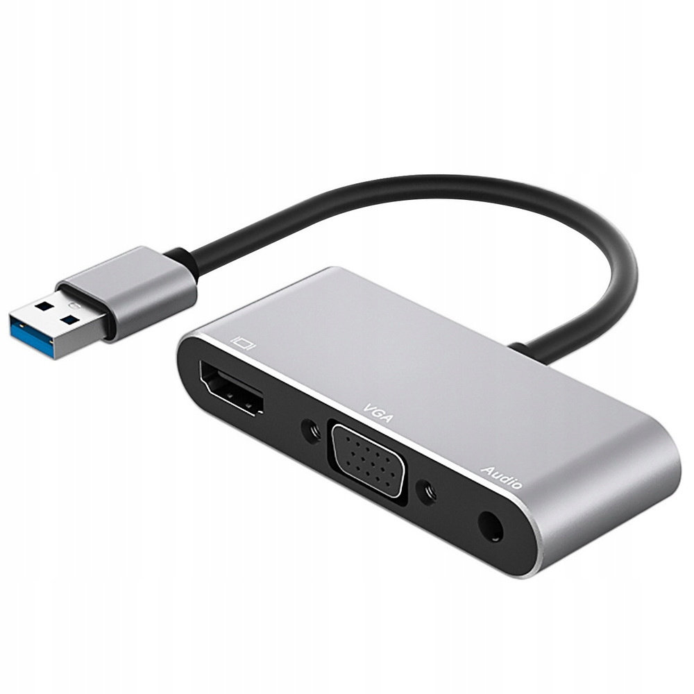 Adapter Hub MFC Hub USB 3.0 do HDMI / VGA / Audio mini jack 3.5mm (Space gray)