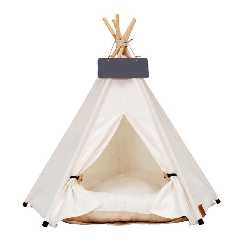 Scnbom Zwierzęta Domowe Teepia Legowisko Dla Psa/Kota Buda Tipi Domek Do Zabawy Z Poduszką (L: 60 X 60 X 70 Cm Biały)
