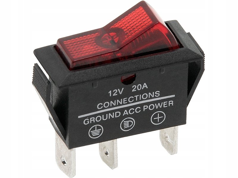 PRZEŁĄCZNIK WŁĄCZNIK WYŁĄCZNIK KOŁYSKOWY PODŚWIETLANY CZERWONY MK111 20A