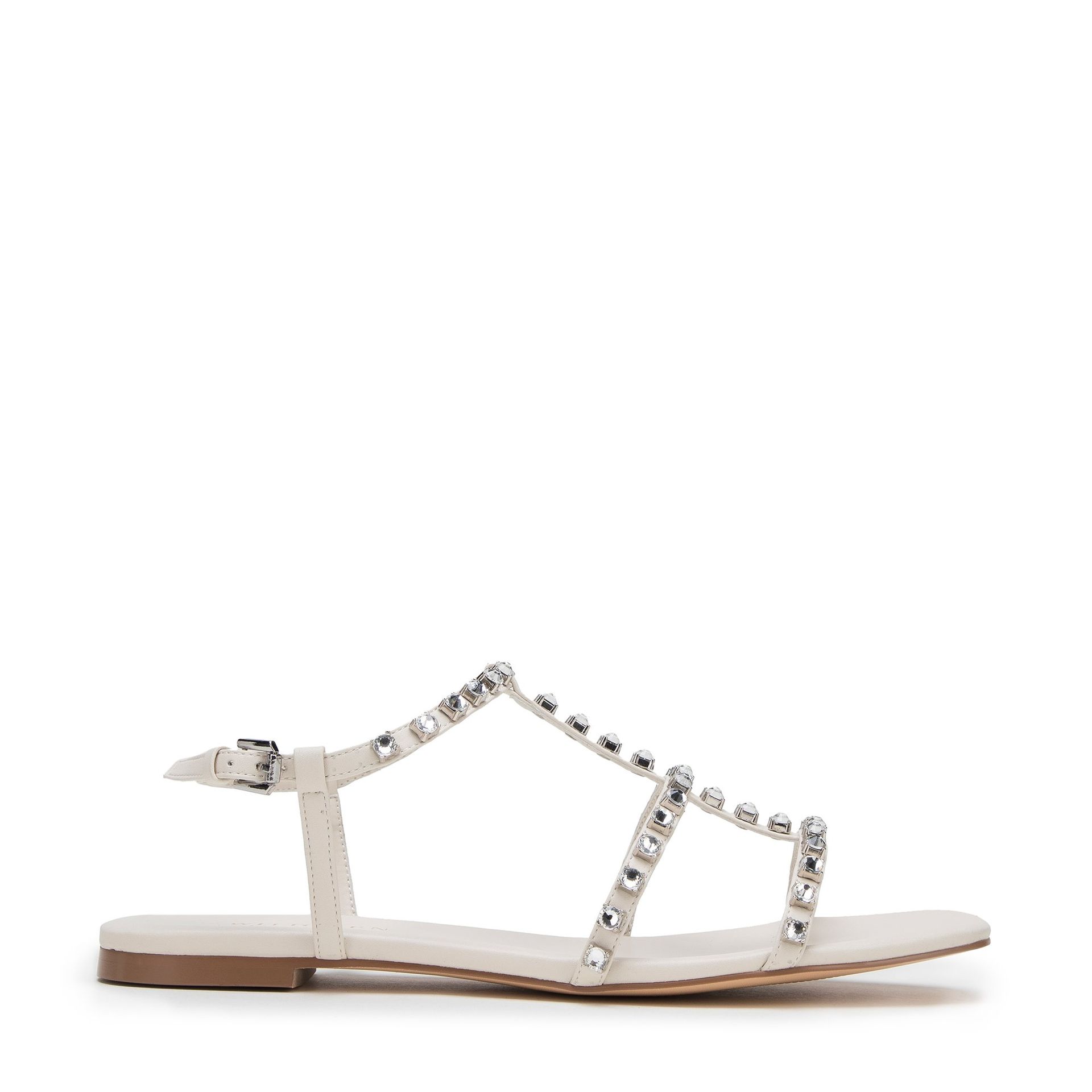 Damskie sandały skórzane z kryształkami