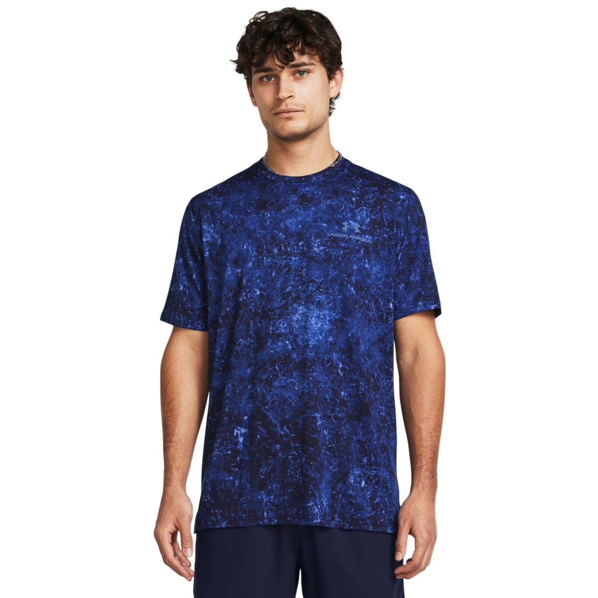 Męska koszulka treningowa Under Armour UA Rush Energy Print SS - niebieska - UNDER ARMOUR
