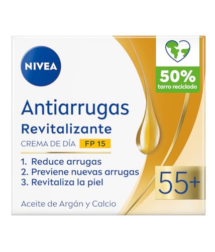 NIVEA Krem nawilżający przeciw zmarszczkom Rewitalizujący 55+ FP15 (1x 50 ml), krem przeciwstarzeniowy do regeneracji skóry i redukcji zmarszczek, krem nawilżający do pielęgnacji twarzy
