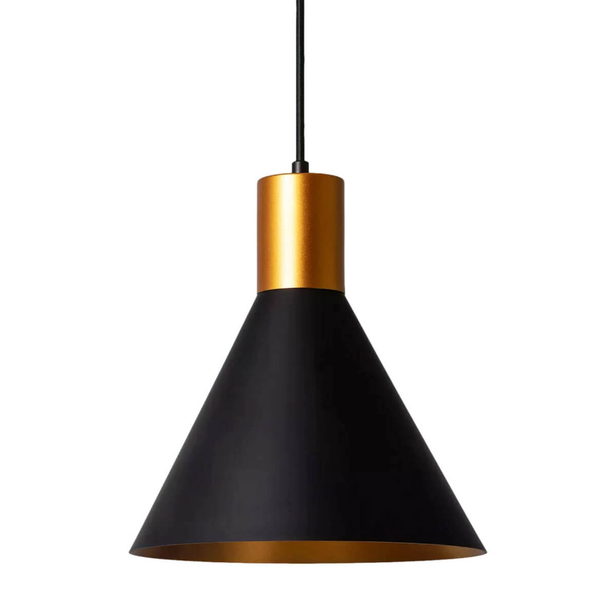 Industrialna lampa zwieszana Librio ABR-KWSZ-E27 Abruzzo stożek czarny złoty