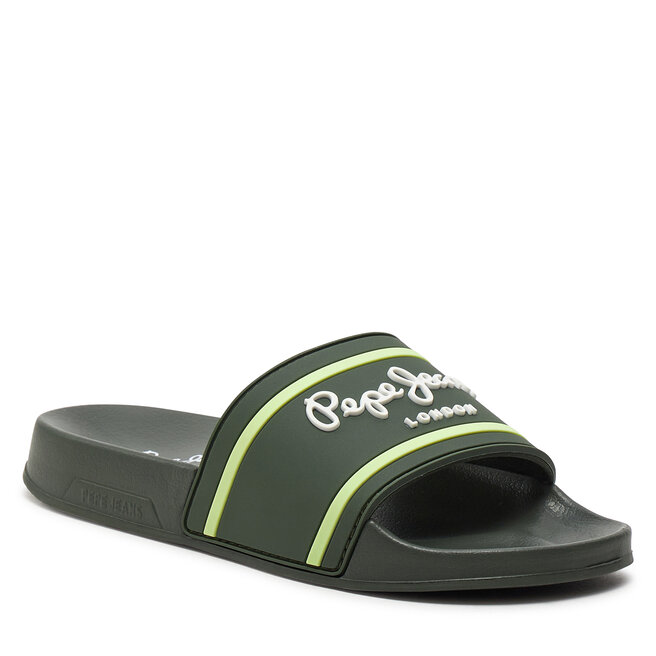 Klapki Pepe Jeans Slider Logo B PBS70054 Khaki Green 765