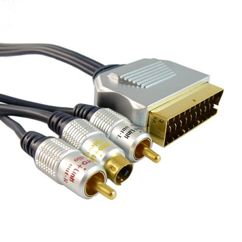 Przyłącze wtyk SCART (EURO) na 2 wtyki RCA (cinch) + wtyk SVHS 1.2m