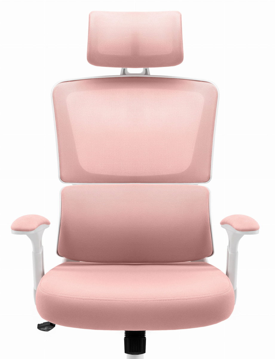 Fotel biurowy ergonomiczny obrotowy Hell's Chair HC- 1011 Pink Różowy Biały TKANINA