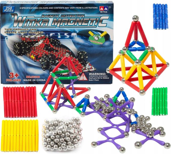 Klocki magnetyczne kulki MEGA konstrukcyjne 250 el