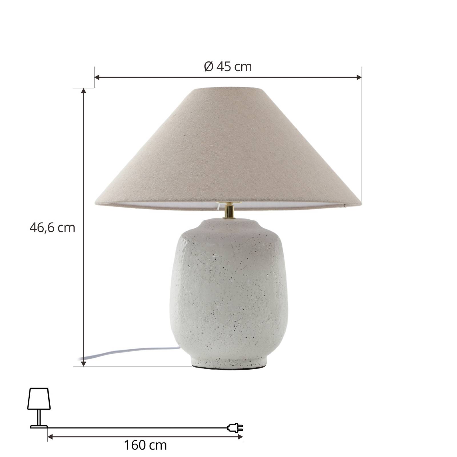 Lampa stołowa Lucande Thalorin, wysokość 47 cm, ceramika