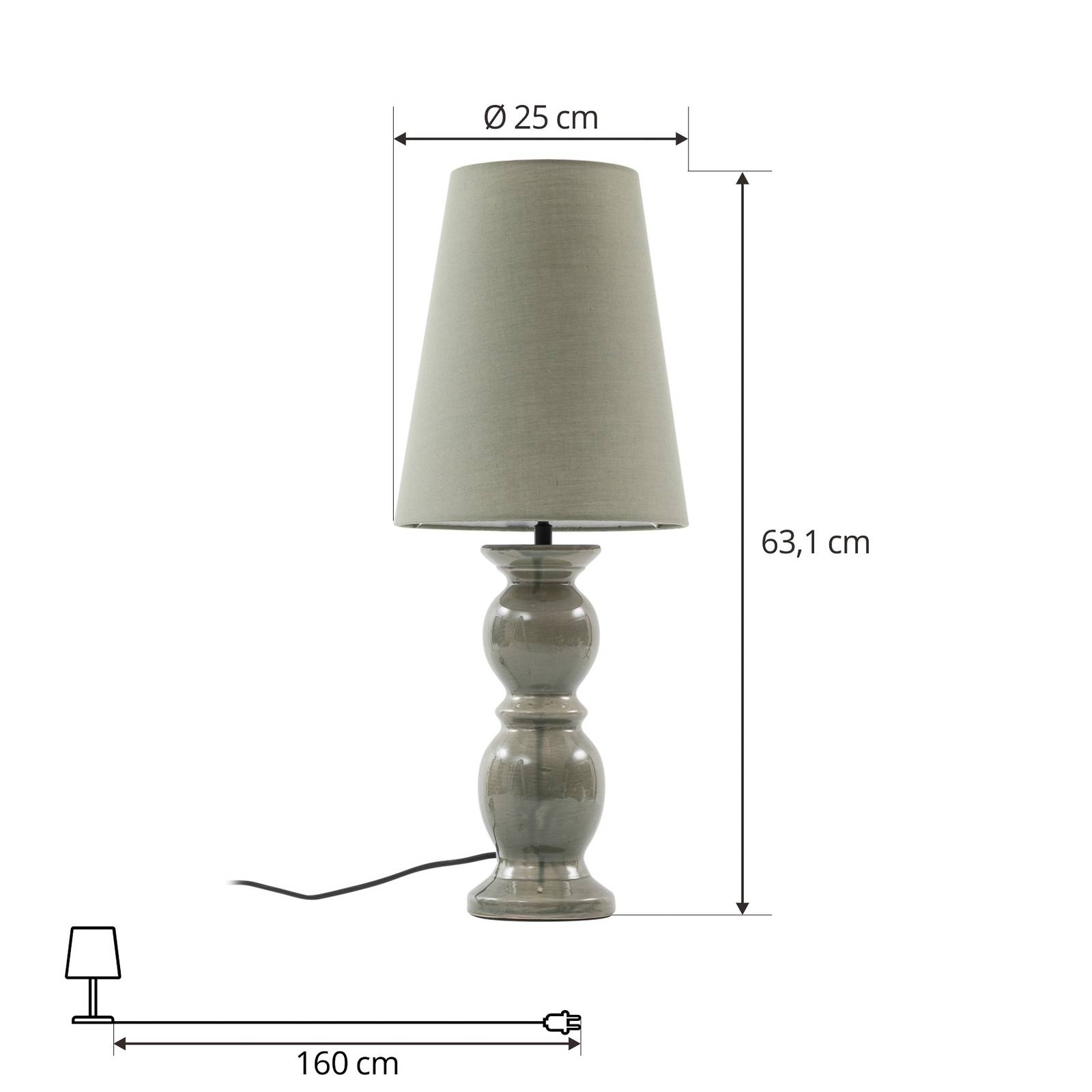 Lampa stołowa Lucande Lyndorin, zielona, ceramiczna