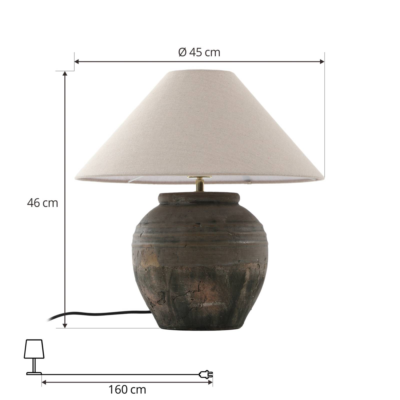 Lampa stołowa Lucande Thalorin, wysokość 46 cm, ceramika