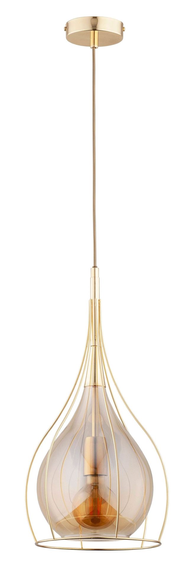 Złota, ozdobna lampa wisząca w formie kropli AL 61281 z serii LOTUS