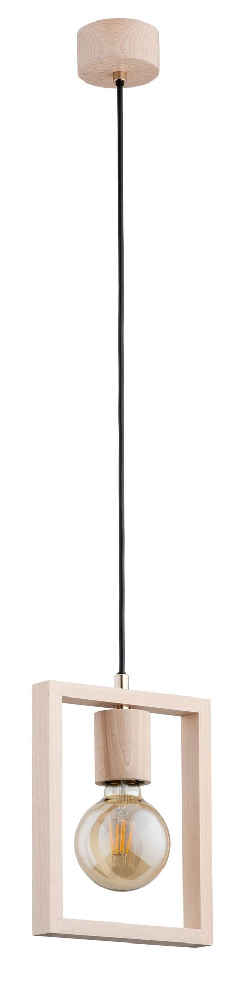 Lampa wisząca z drewnianą ramką, styl boho AL 61134 z serii MILLA