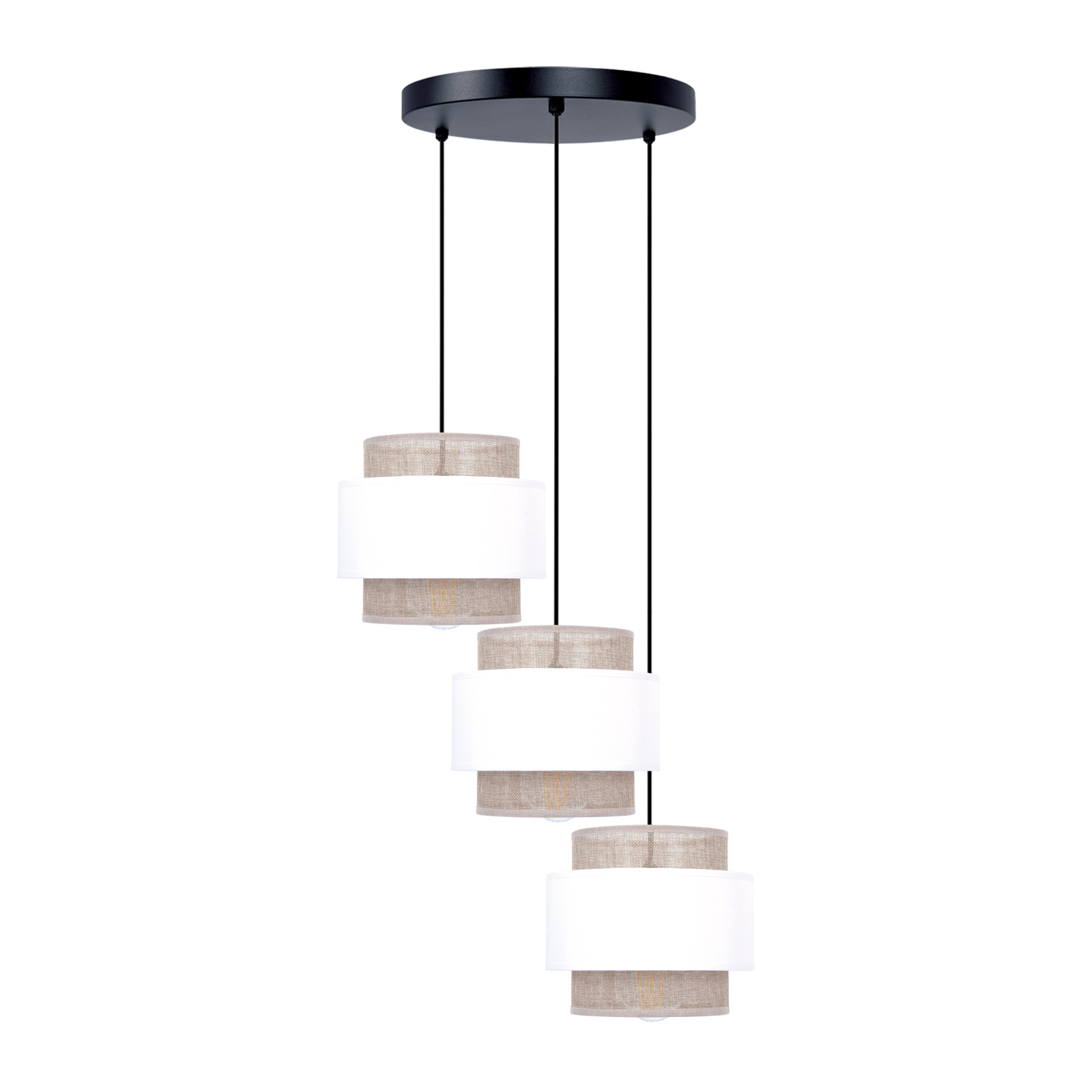 Rustykalna lampa wisząca, trzy abażury, do salonu K-5272 z serii CEZAR