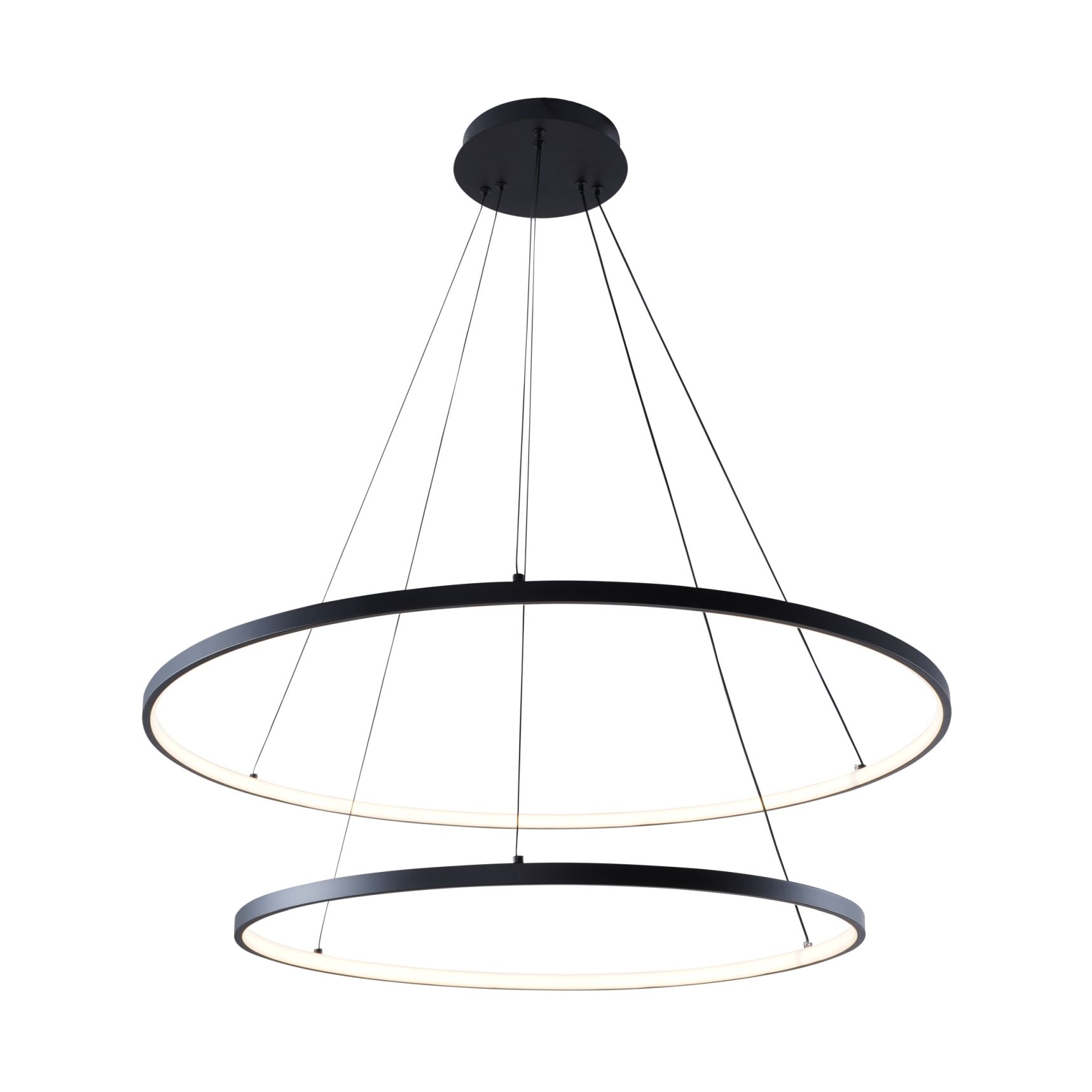 Lampa wisząca LED, dwa okręgi na zwisach 2023200-BK z serii BRENO