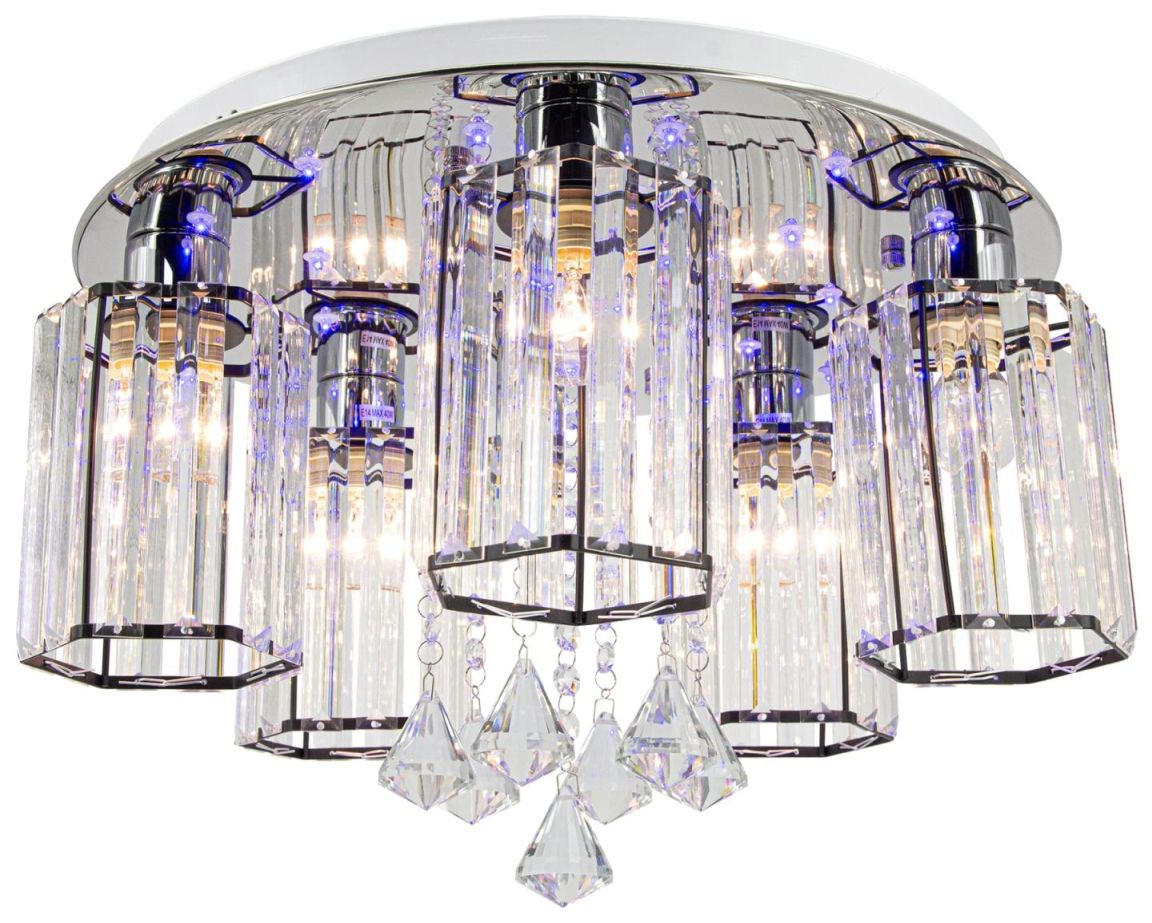 Chromowany plafon z kryształowymi kloszami DRS8007/5A 8C z serii BELLA
