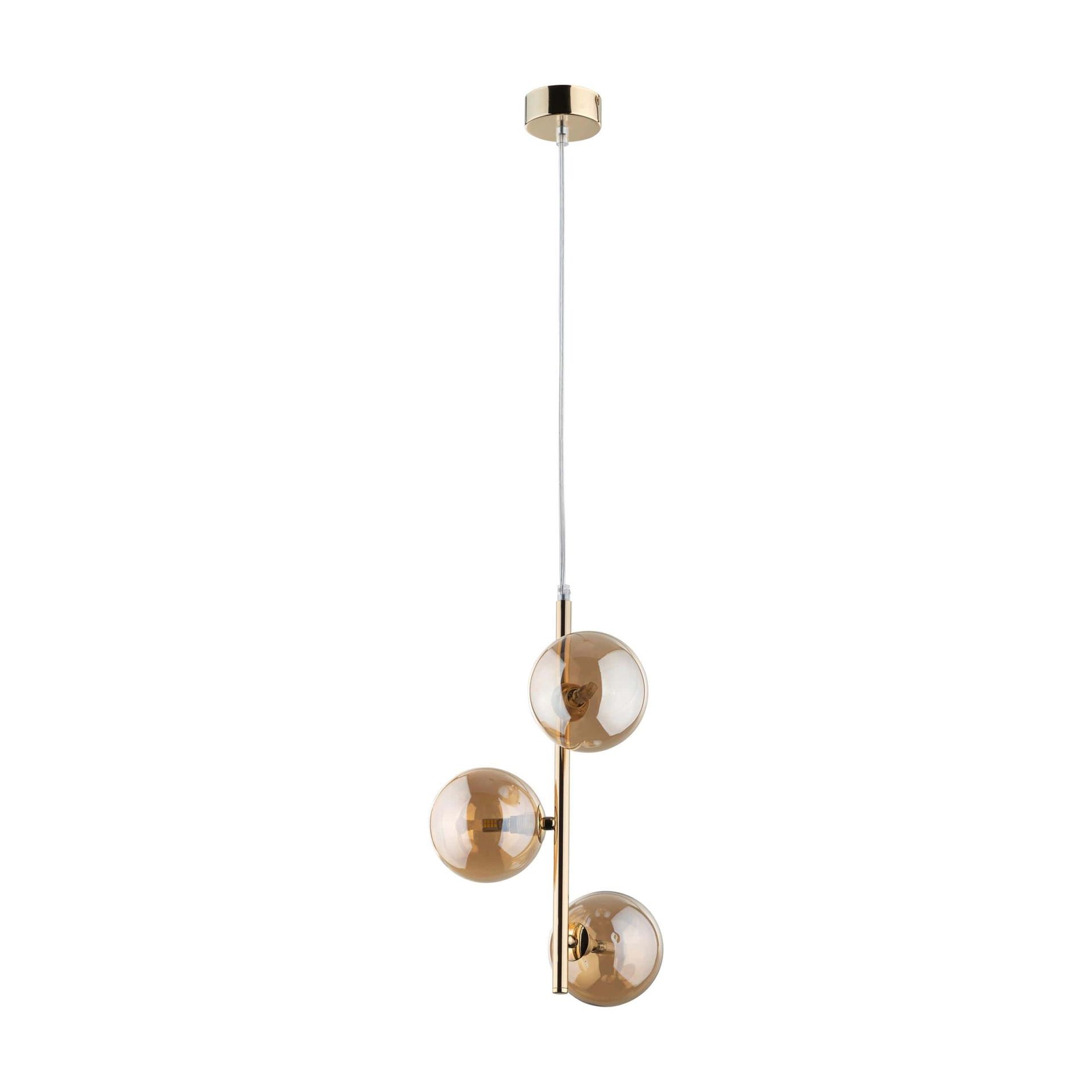 Złota, pionowa lampa wisząca do sypialni TK 4838 z serii ESTERA GOLD