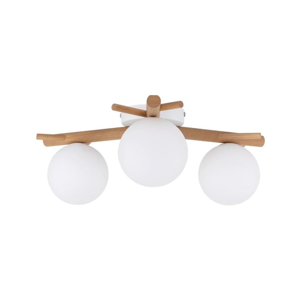 Rustykalna, drewniana lampa sufitowa z kulami TK 5308 z serii SHERON