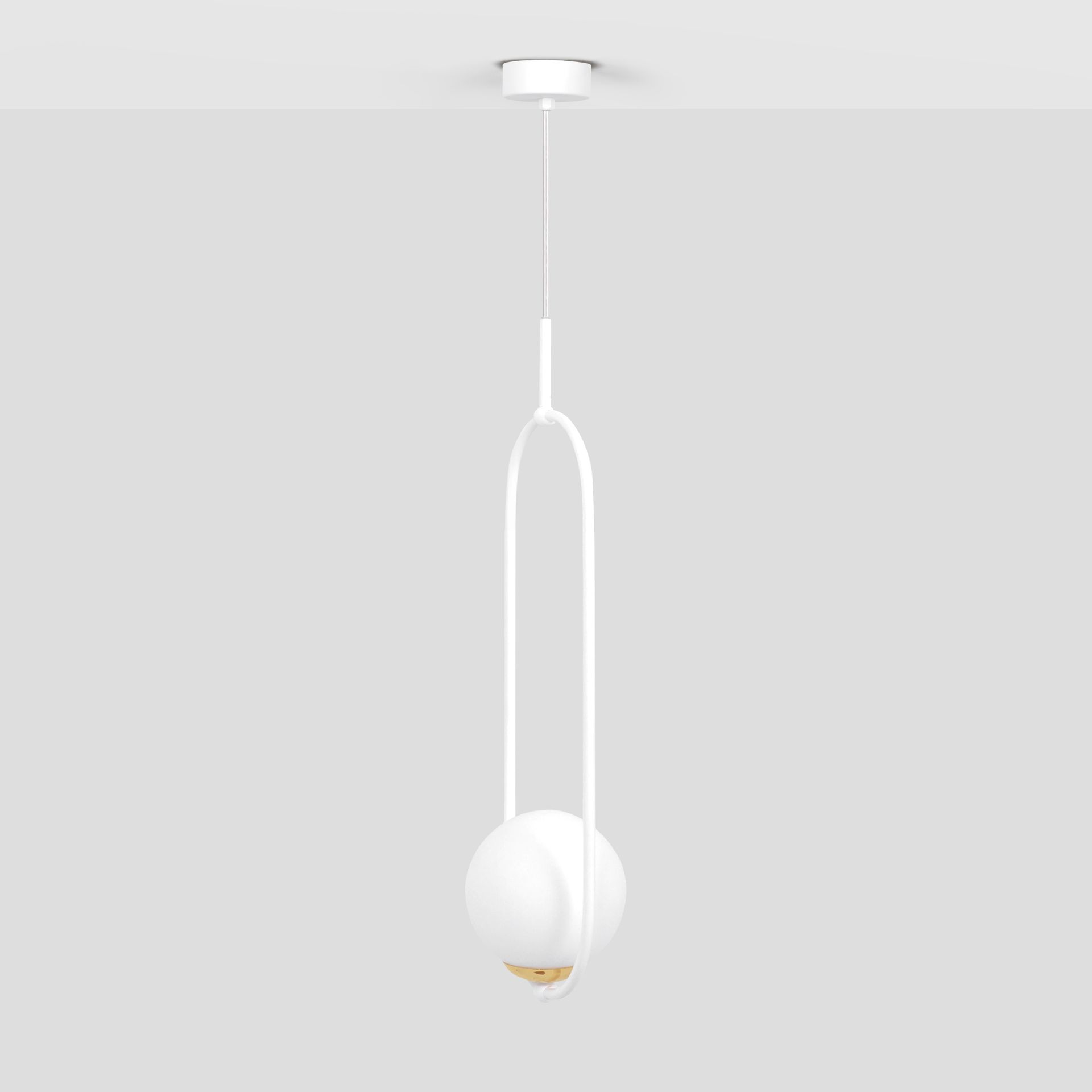 Biała lampa wisząca ze złotym, ozdobnym elementem K-5300 z serii ARLENA
