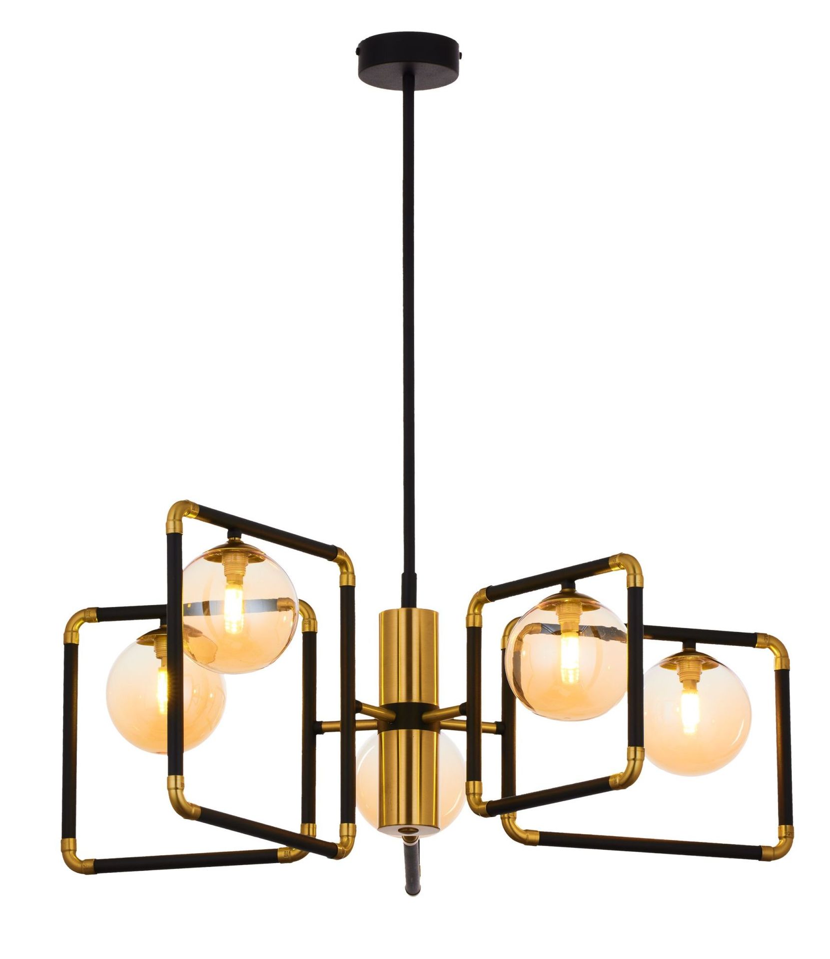 Lampa z bursztynowymi kloszami JUP 1984 IR5 CZ/MS BU z serii IBRA