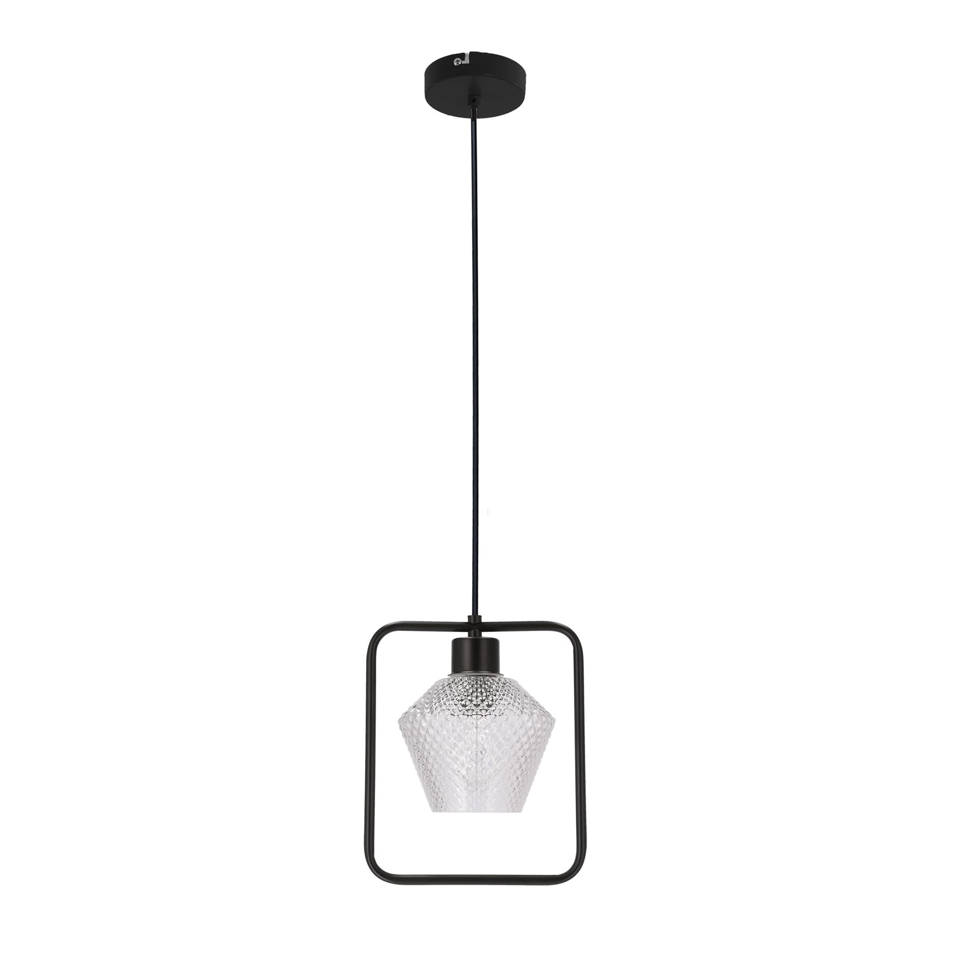 Lampa wisząca z czarną obręczą i kloszem 31-26842 z serii NIKO