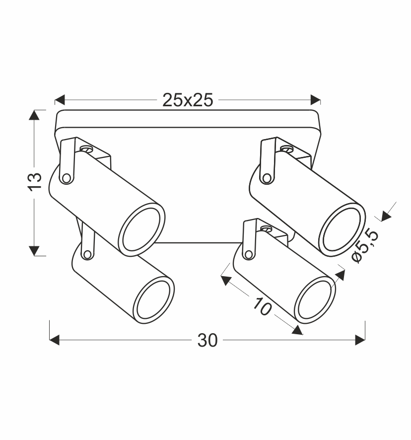 Lampa na kwadratowej podstawie, z tubami 98-28143 z serii GARY