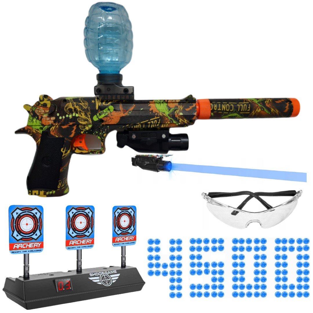 Pistolet na kulki żelowe automatyczny Glock DesertEagle X506C dinozaury + tarcza elektroniczna + 4500 kulek