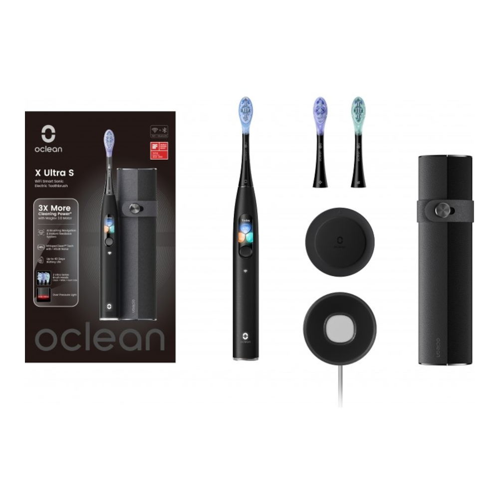 OCLEAN X ULTRA S Set BLACK - szczoteczka soniczna w zestawie z etui podróżnym i 3 końcówkami