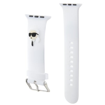 Karl Lagerfeld Pasek silikonowy do Apple Watch 1/2/3/4/5/6/7/8/9/SE/Ultra 42/44/45/49mm biały/white strap 3D Rubber Karl Head