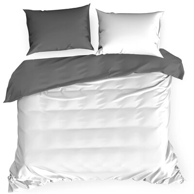 Euro Firany Pościel Satynowa Nova3 Biel + Stal 160x200NP 3 części 1103740
