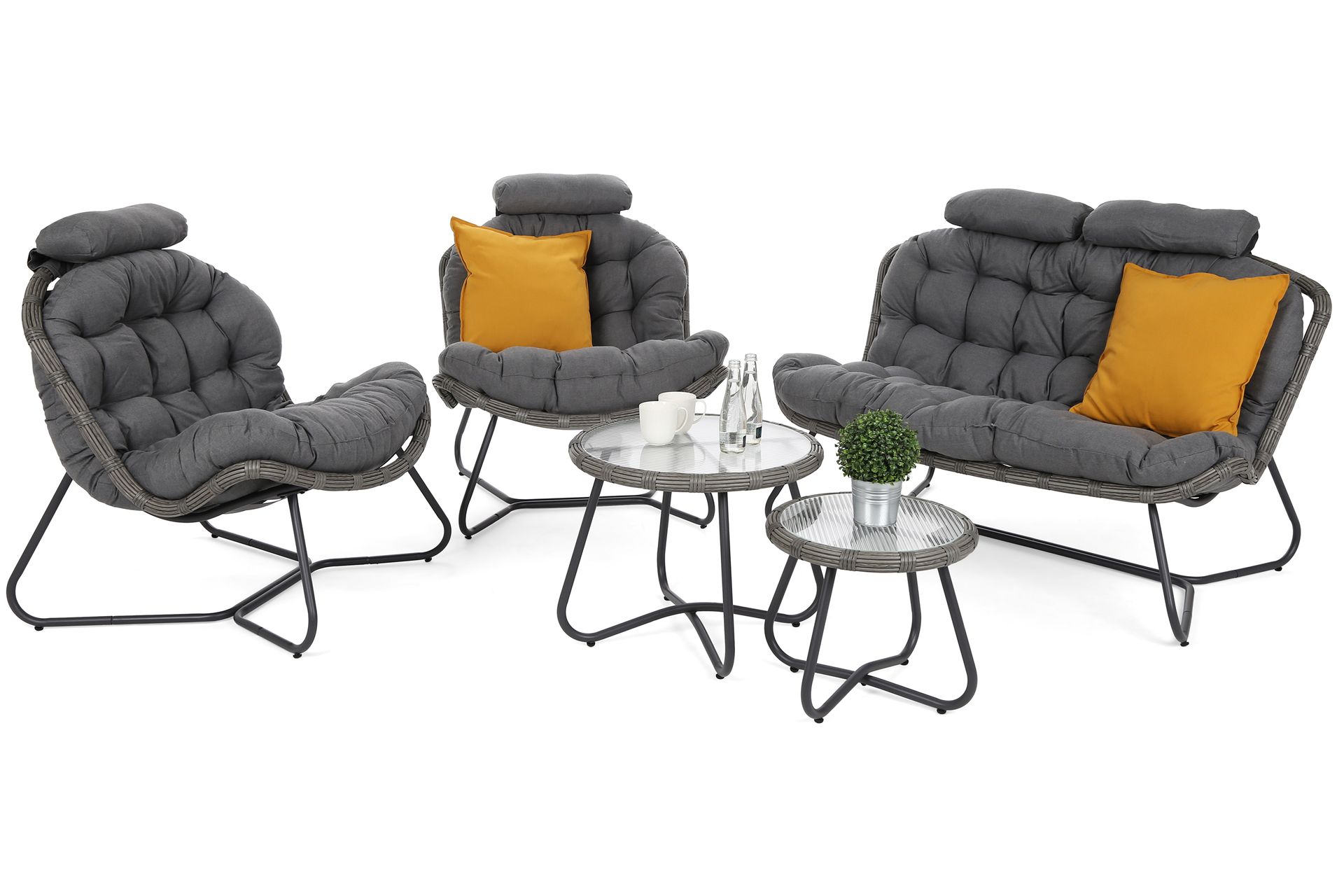 Meble ogrodowe technorattanowe Palermo Round Grey / Grey