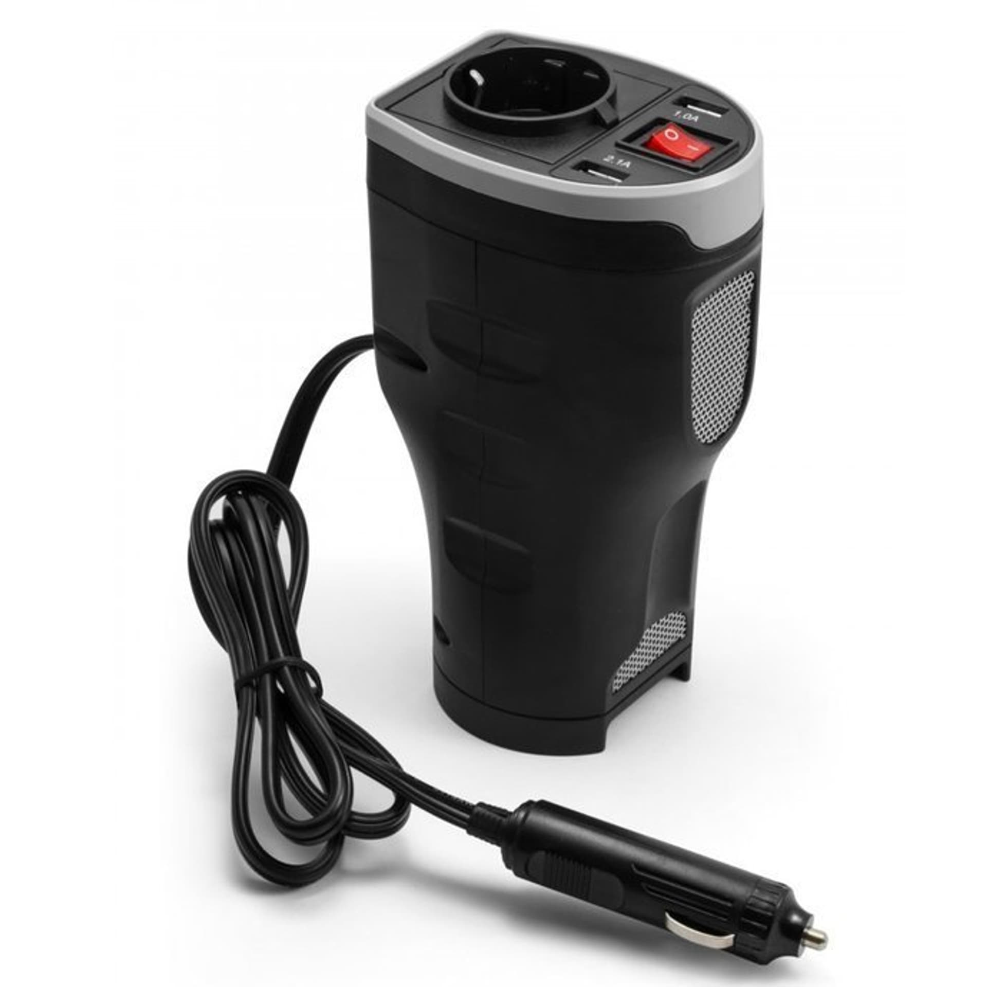 Inwerter samochodowy Technaxx 2xUSB, 12V, 200W (czarny, szary)