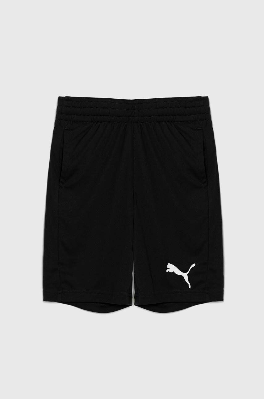 Puma szorty dziecięce ACTIVE Interlock Shorts B kolor czarny z nadrukiem regulowana talia