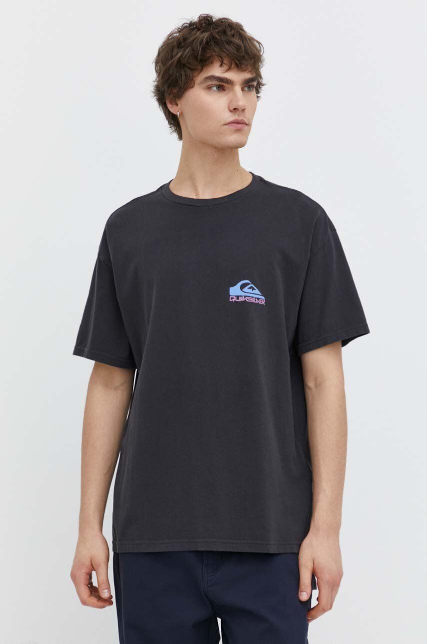 Quiksilver t-shirt bawełniany męski kolor czarny z nadrukiem