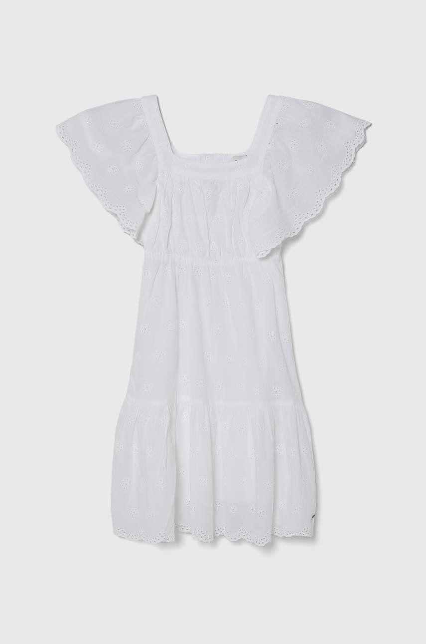 Pepe Jeans sukienka bawełniana dziecięca ODELET kolor biały mini rozkloszowana