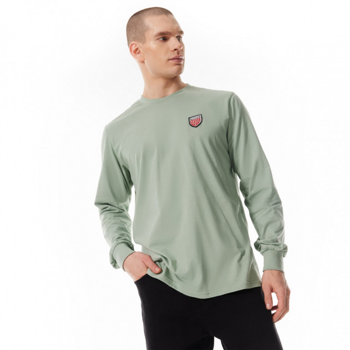 Męski longsleeve basic Prosto Triz - zielony - PROSTO