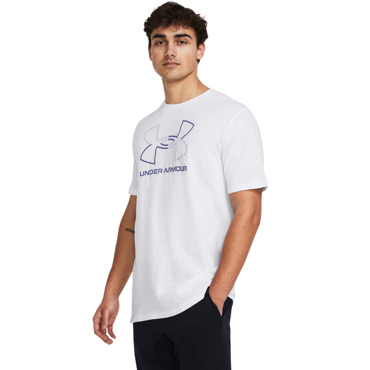 Męski t-shirt z nadrukiem Under Armour UA Foundation Short Sleeve - bialy - UNDER ARMOUR