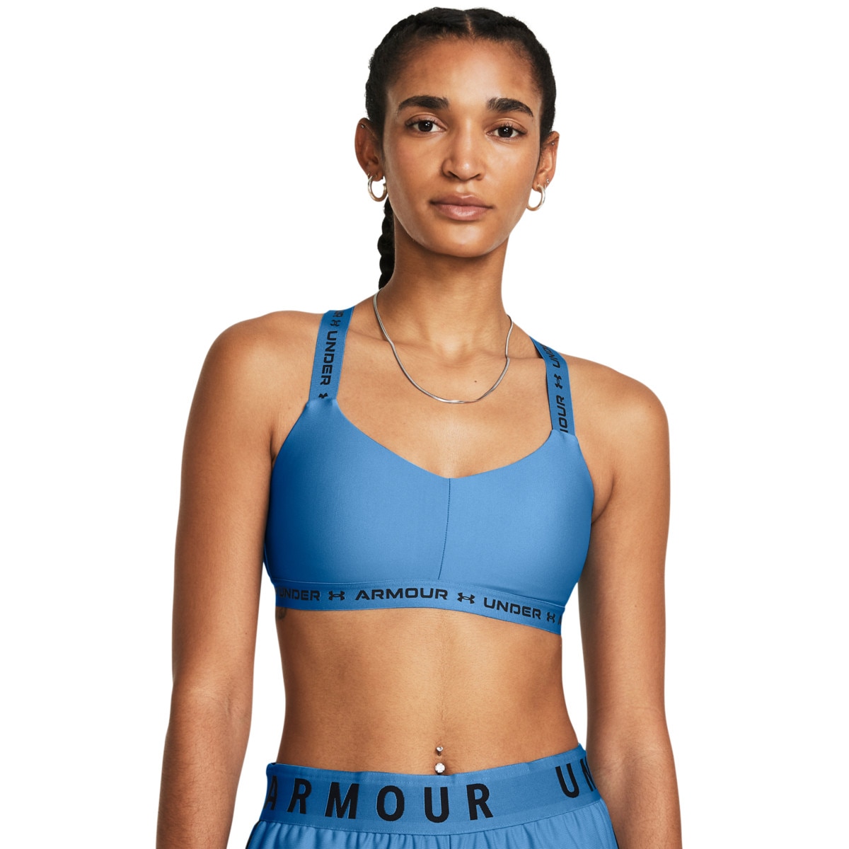 Biustonosz treningowy Under Armour Crossback Low - niebieski - UNDER ARMOUR