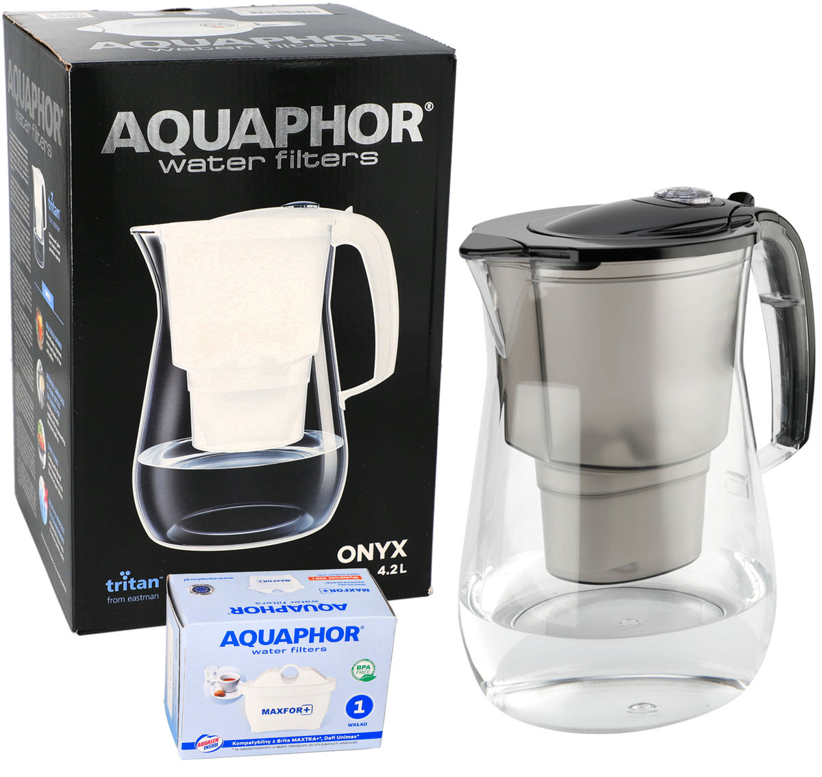Dzbanek filtrujący wodę Aquaphor Onyx 4.2 L CZARNY TRITAN + Filtr wkład