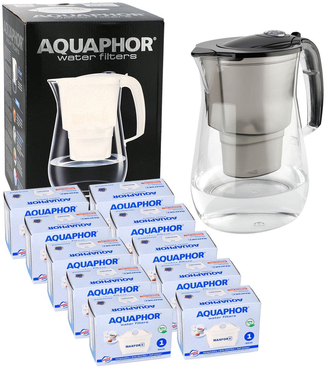 Dzbanek filtrujący wodę Aquaphor Onyx 4.2 L CZARNY TRITAN + 10 FILTRÓW duży